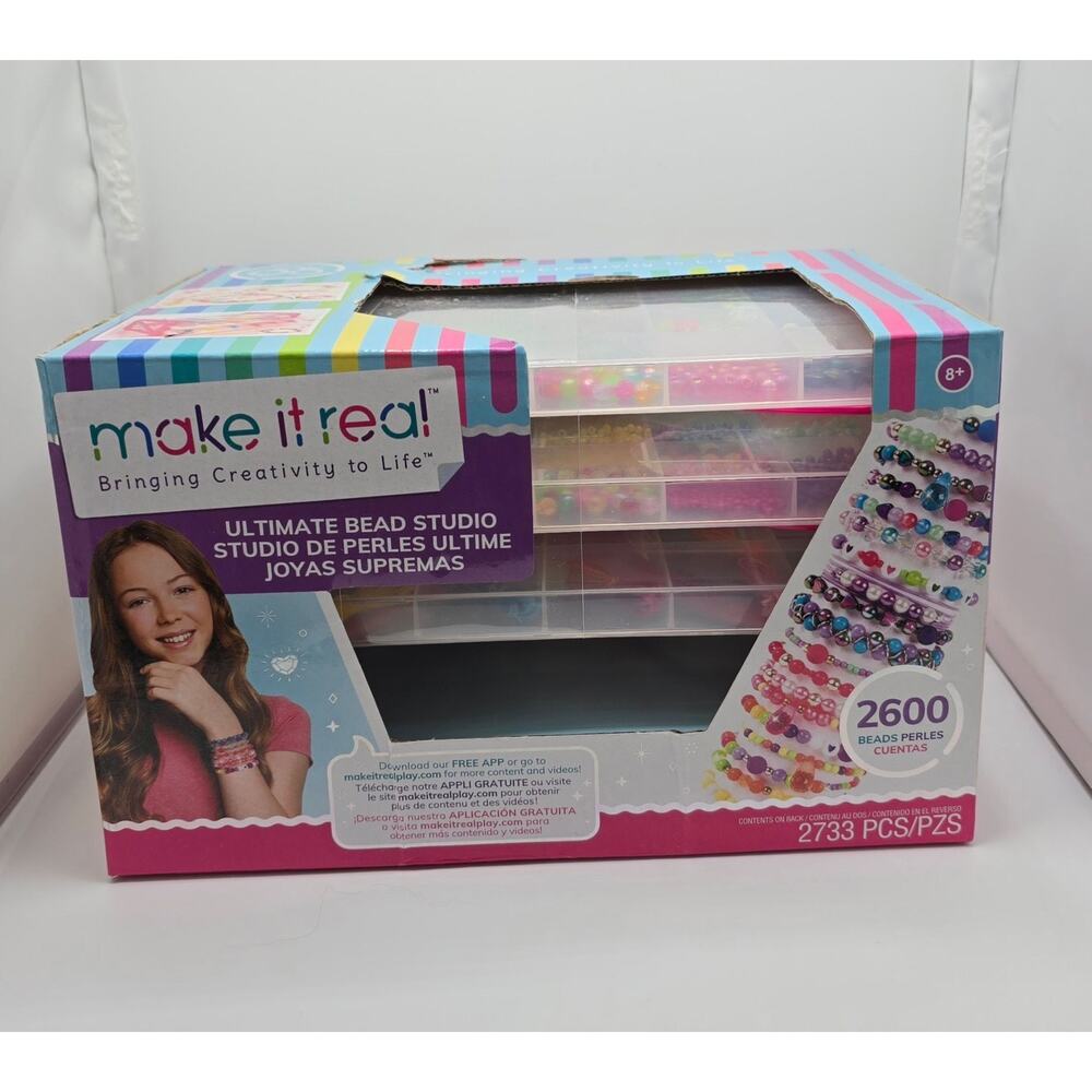 Make It Real Ultimate Bead Studio Jewelry Making Kit 2733 Pcs New